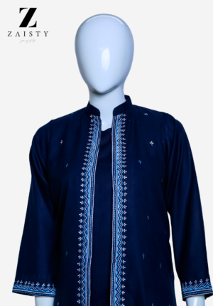 Navy Blue Embroidered Suit