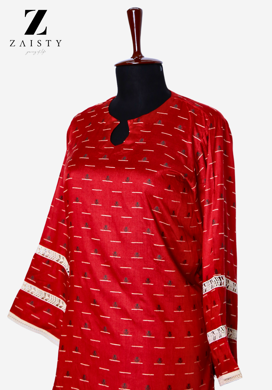 Chic Red Multani 2-Piece Dress with Elegant Pattern